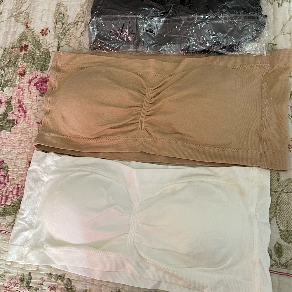 Elegant Tan, White and black Bandeau Bras